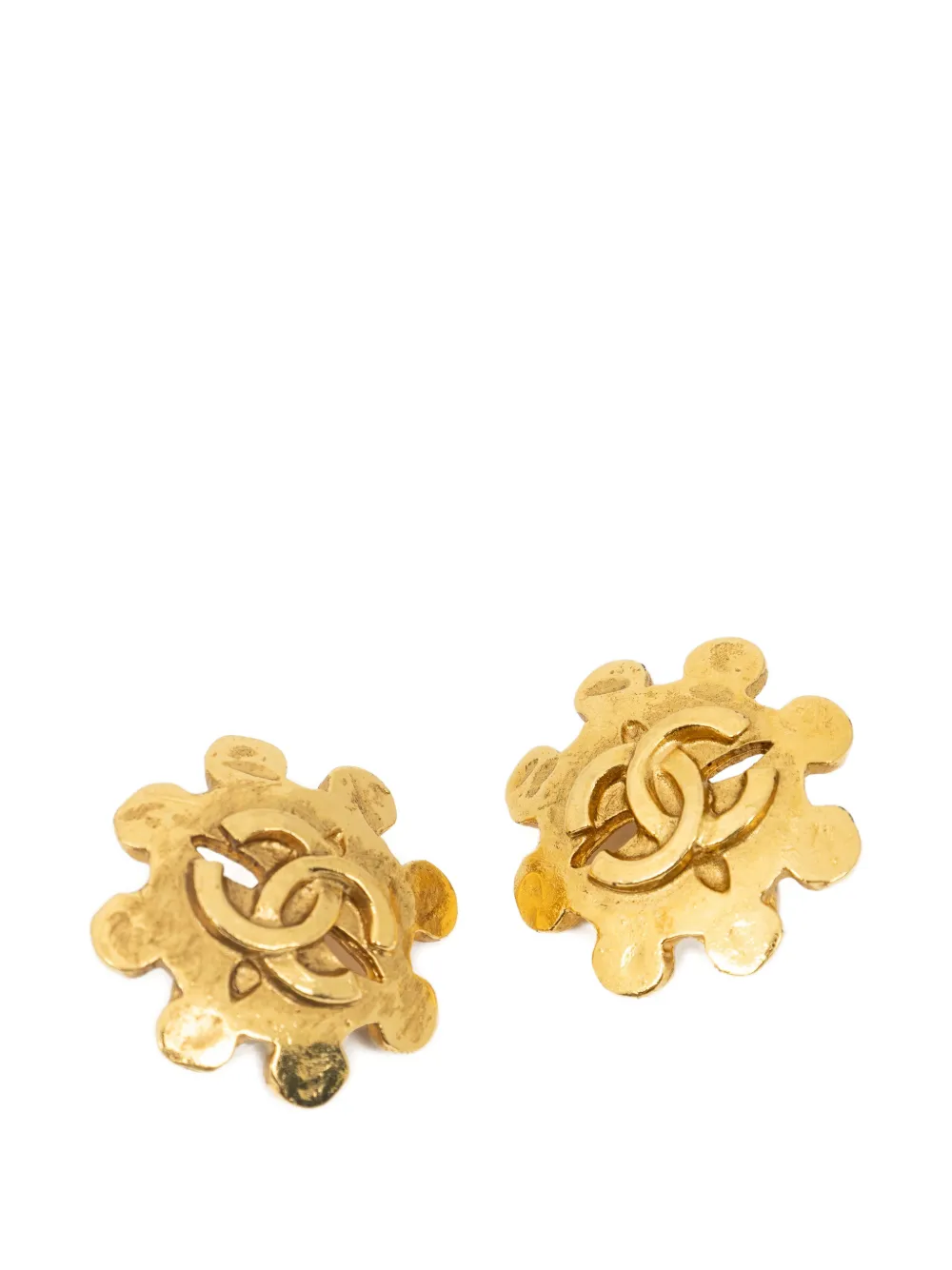 CHANEL Pre-Owned CC Flower-Shaped Clip On Earrings - Gold
