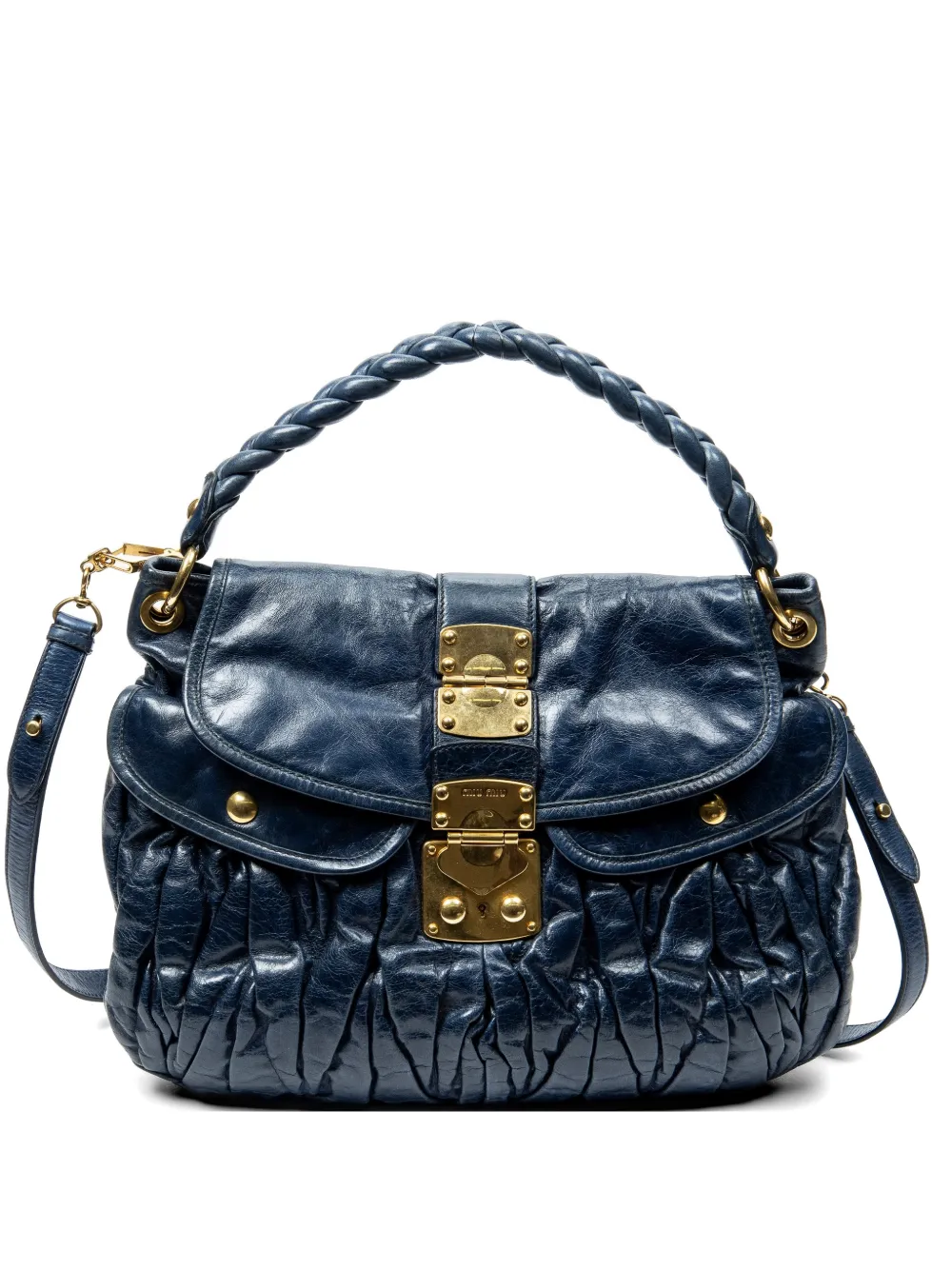 Miu Miu Pre-Owned Medium Coffer Double Pocket Hobo bag - Blu