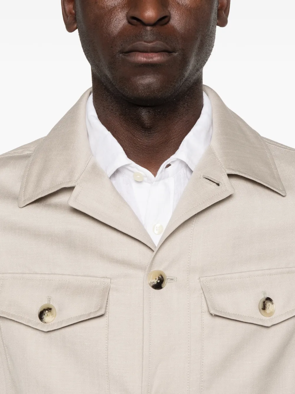 Canali Button-up jack Beige