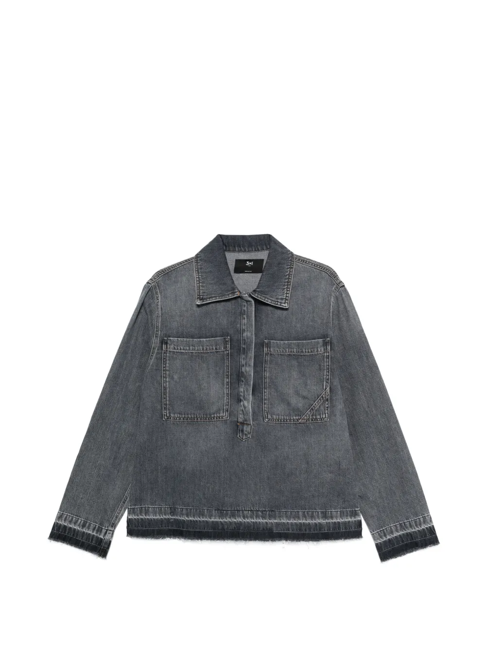 3x1 frayed-hem denim top - Grigio