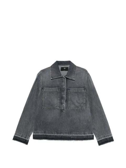 3x1 frayed-hem denim top