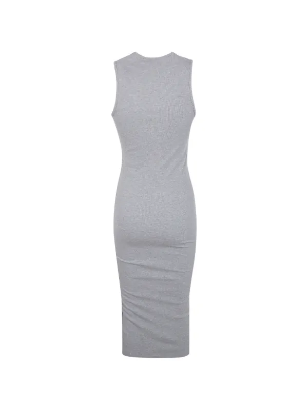 grey ribbed dresses Plus Size Backless Ribbed V-Neck, Celeste Mini Dress in Grey, Size 2X,