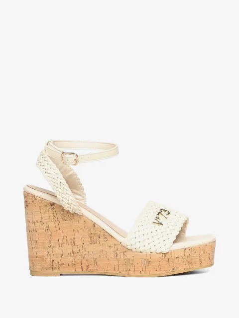 V°73 woven-strap cork-wedge sandals