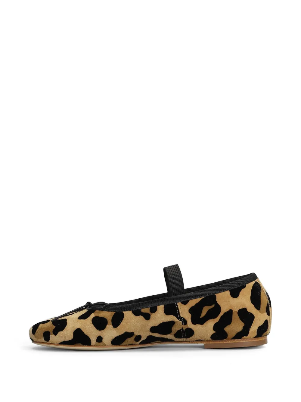 anniel Suède ballerina's met elastische band en luipaardprint Beige