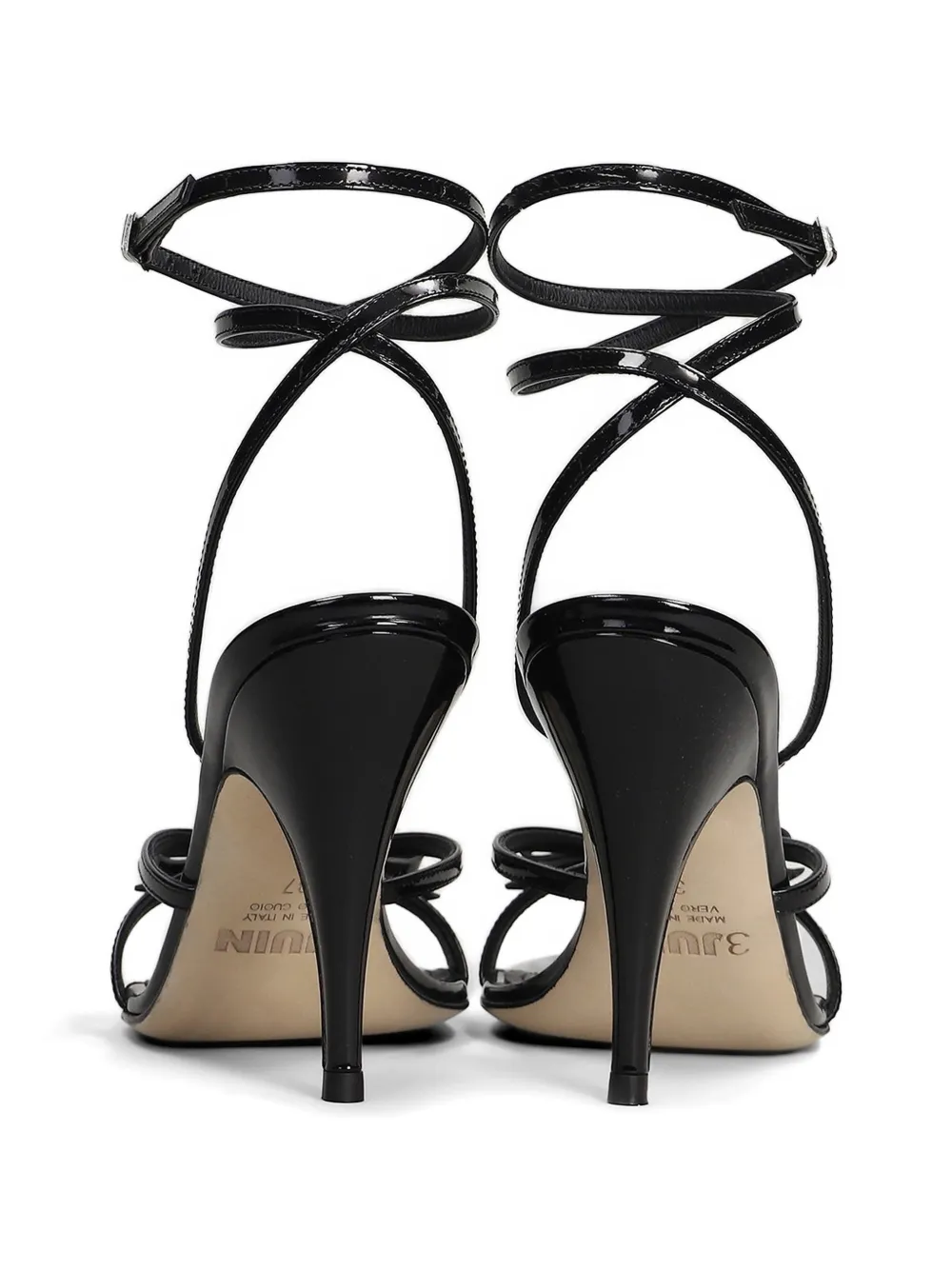3juin bow-detail leather heeled sandals Zwart