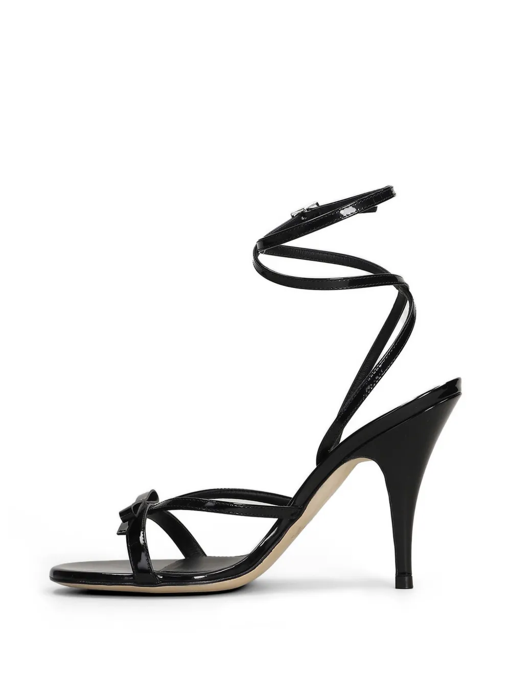 3juin bow-detail leather heeled sandals Zwart