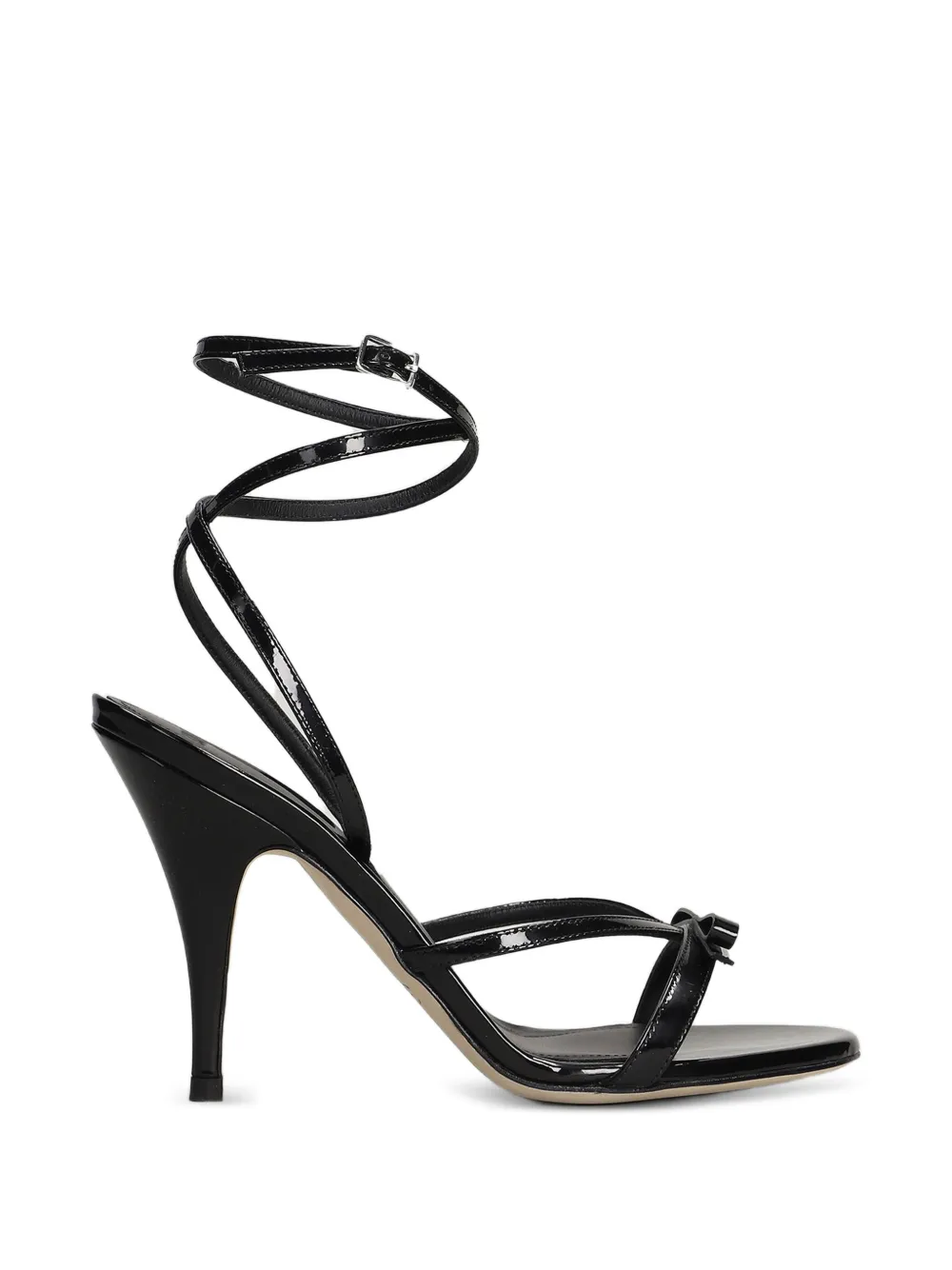 3juin bow-detail leather heeled sandals Zwart