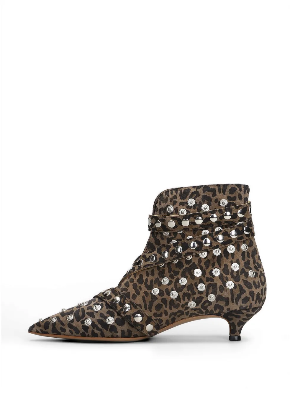 ALCHIMIA Enkellaarzen met luipaardprint en studs Bruin