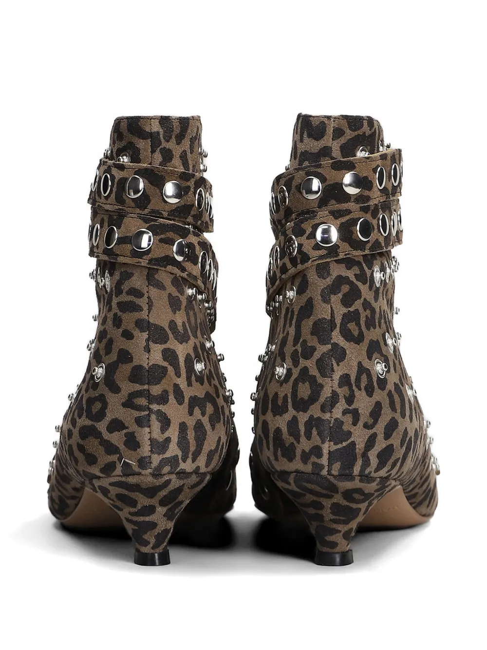 ALCHIMIA Enkellaarzen met luipaardprint en studs Bruin