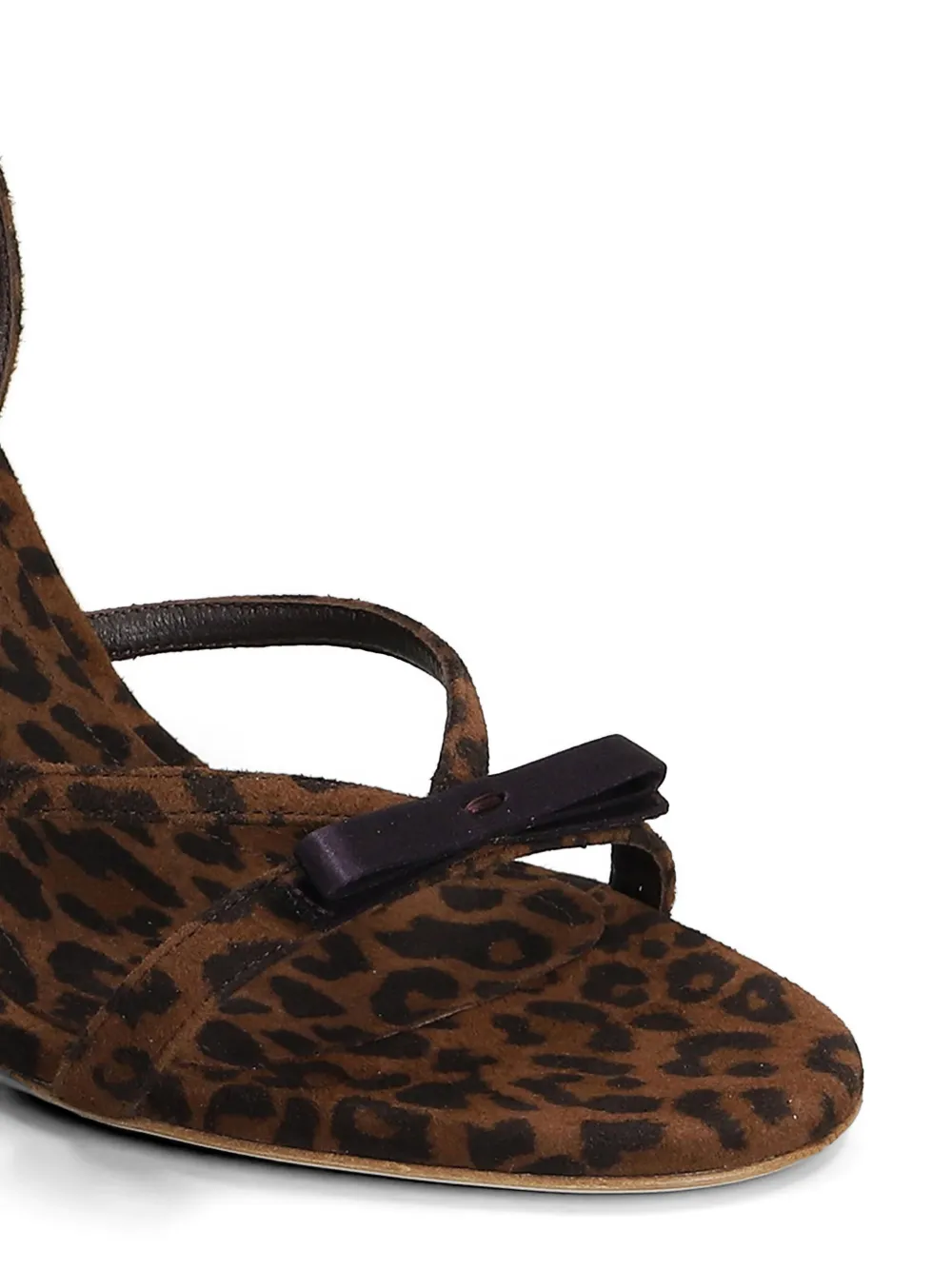 3juin leopard-print bow-detail suede heeled sandals Bruin