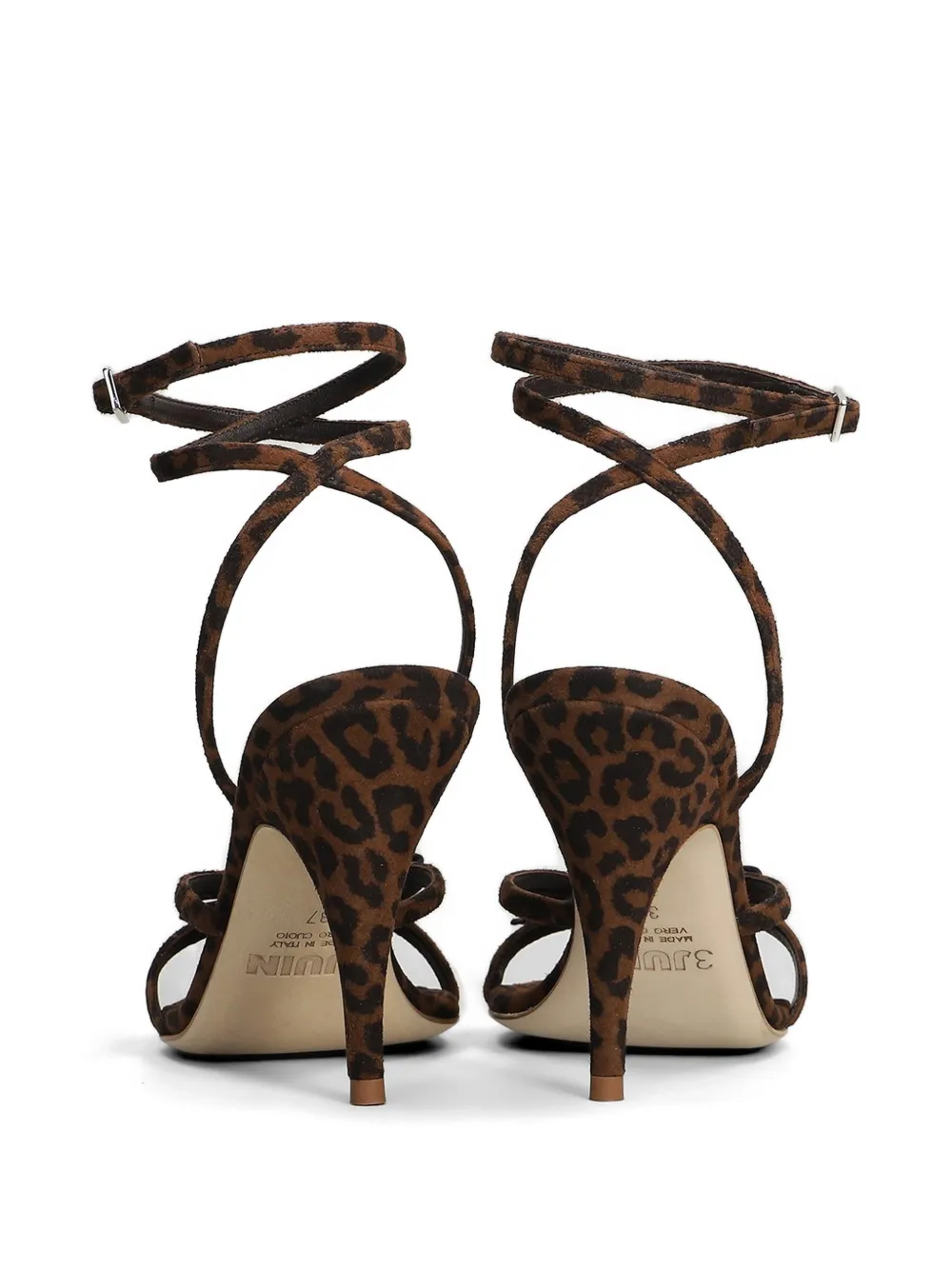 3juin leopard-print bow-detail suede heeled sandals Bruin