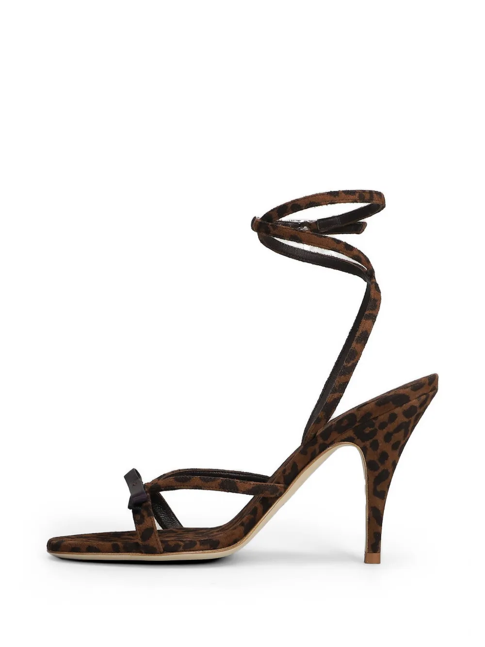 3juin leopard-print bow-detail suede heeled sandals Bruin