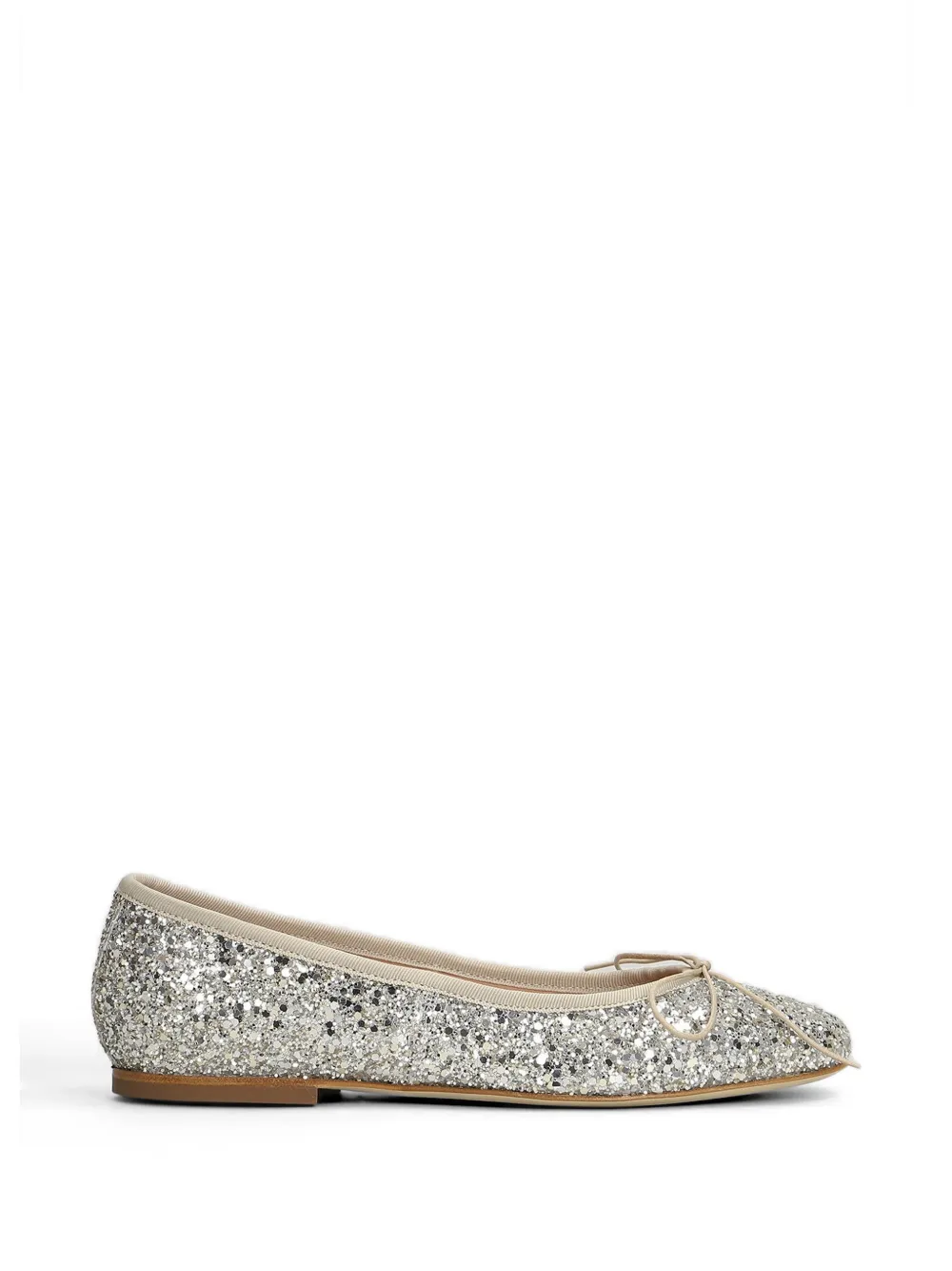anniel glitter-embellished bow ballet flats - Argento