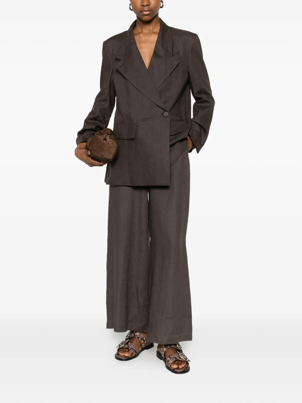 Su Asymmetrisch shirtjack Bruin