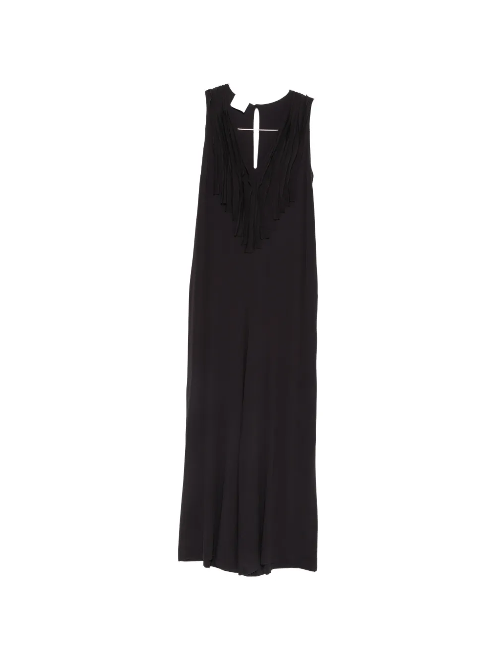 Su fringed V-neck jumpsuit - Nero
