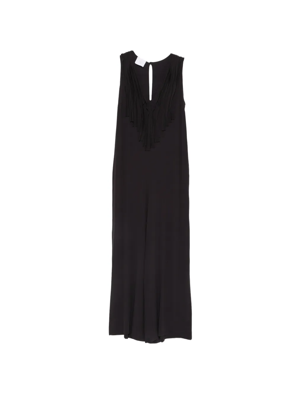 Su fringed V-neck jumpsuit - Schwarz