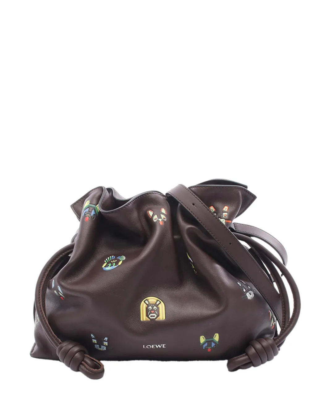 Loewe Pre-Owned 2010-2026 Medium Nappa Cats Flamenco Knot Clutch crossbody bag - Marrone