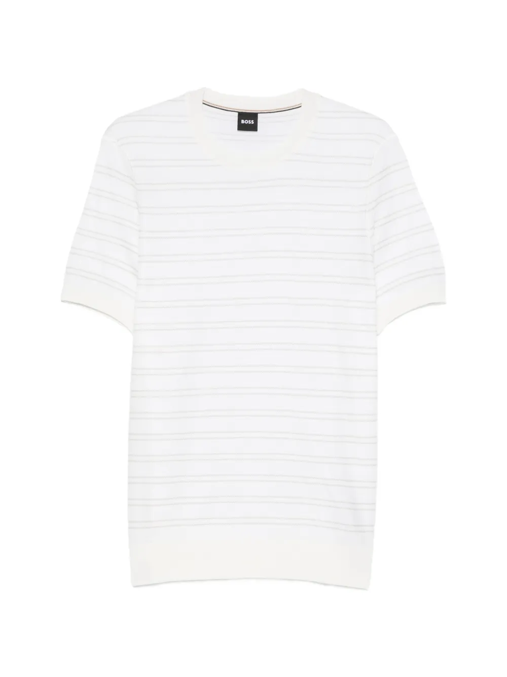 BOSS striped-knit T-shirt - Bianco