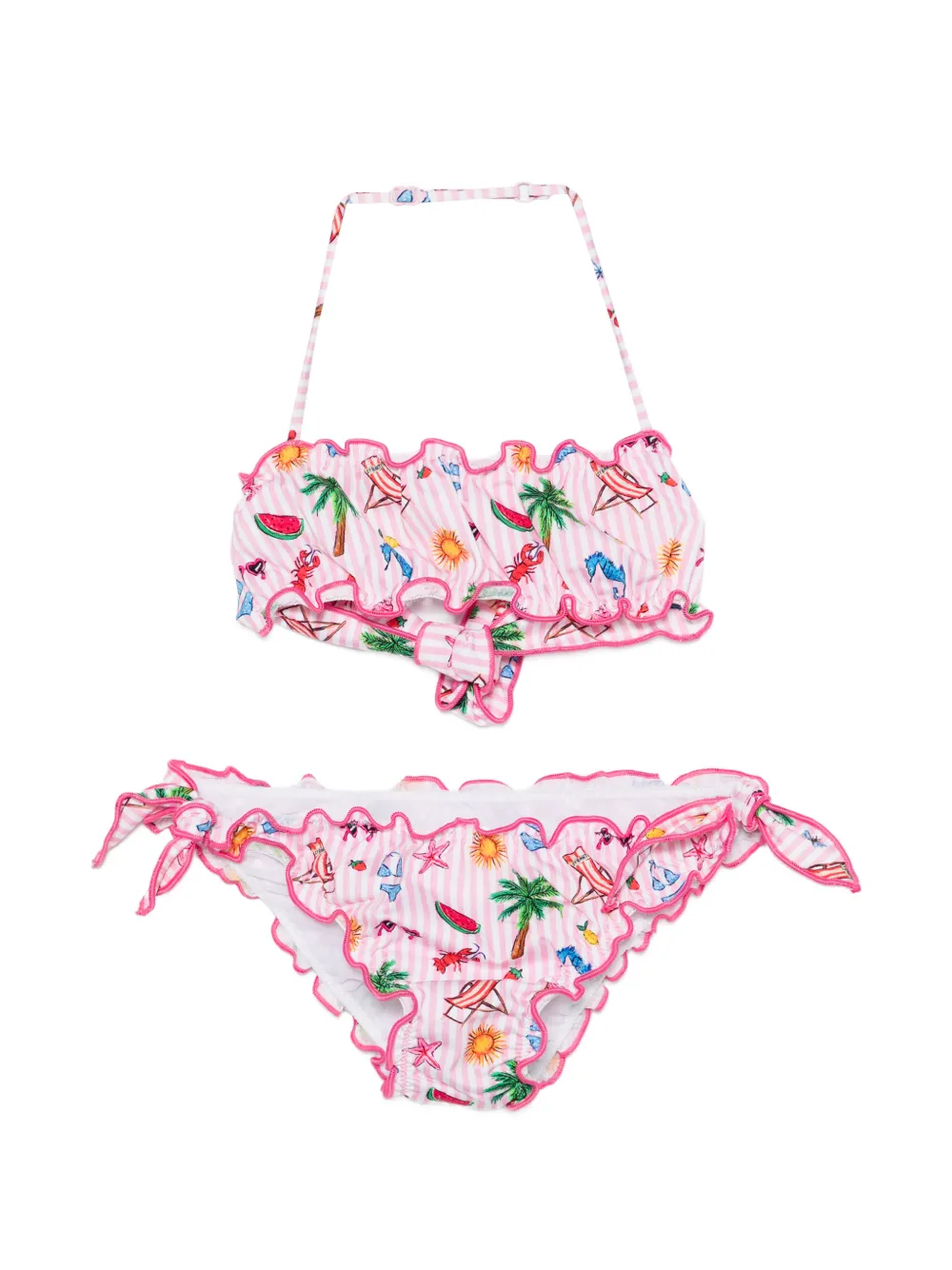 MC2 Saint Barth Kids Emy ruffled-trims bikini - Rosa