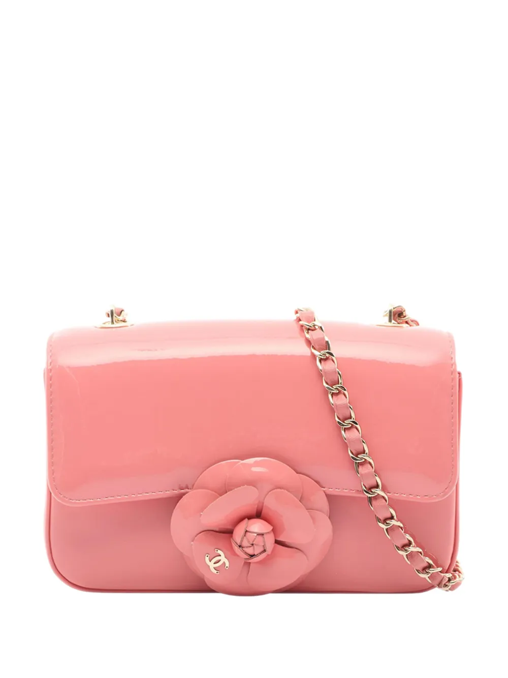 CHANEL Pre-Owned 2021-2026 Mini CC Patent Camellia Flap crossbody bag - Rosa