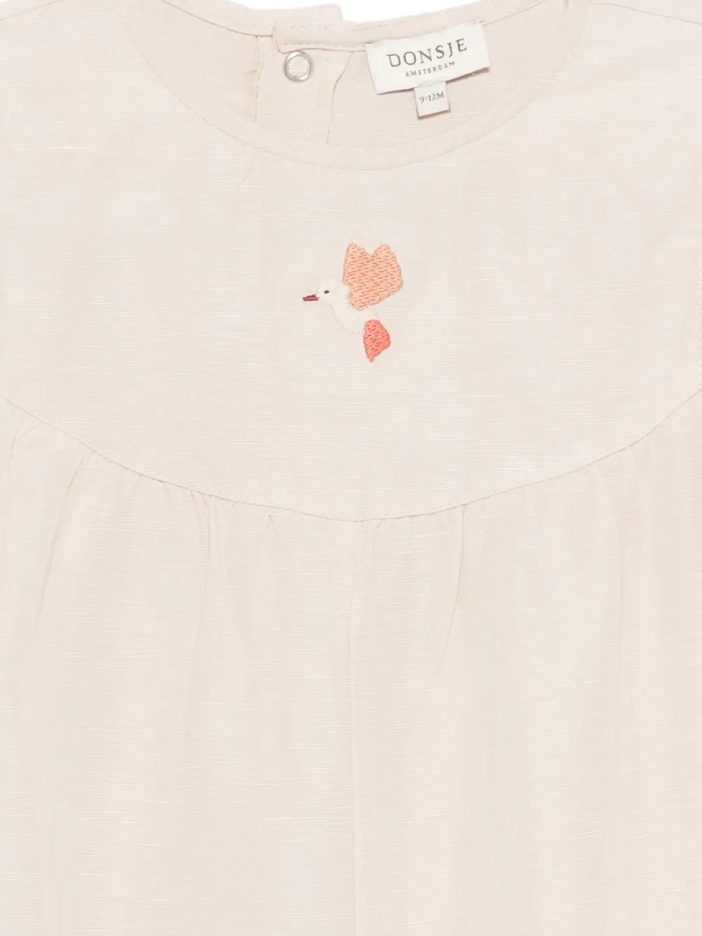 Donsje Body met geborduurde vogel Beige