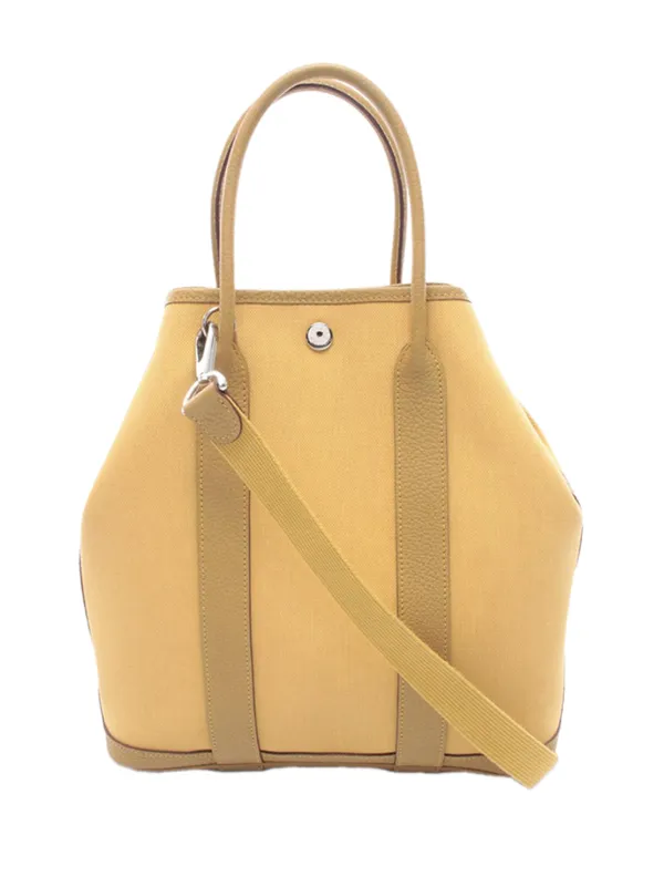 Hermès Pre-owned 2020 Toile and Negonda Garden File 28 Satchel in Yellow