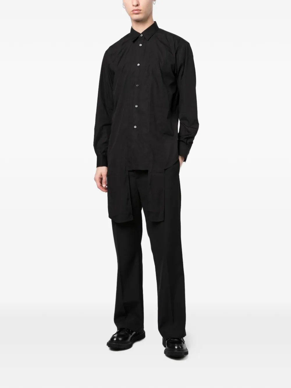 Comme des Garçons Homme Plus Asymmetrisch overhemd met lange mouwen Zwart