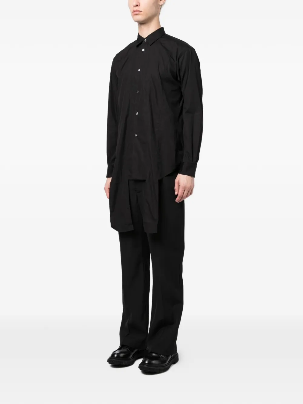 Comme des Garçons Homme Plus Asymmetrisch overhemd met lange mouwen Zwart