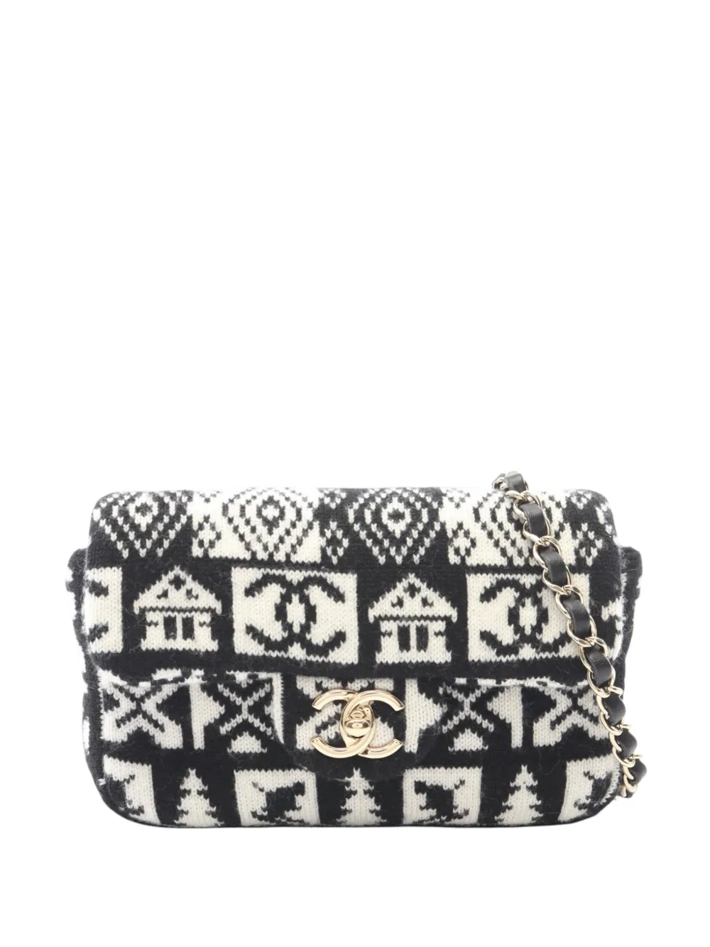 CHANEL Pre-Owned 2019 CC Cashmere Knit Coco Neige Flap Bag shoulder bag - Nero