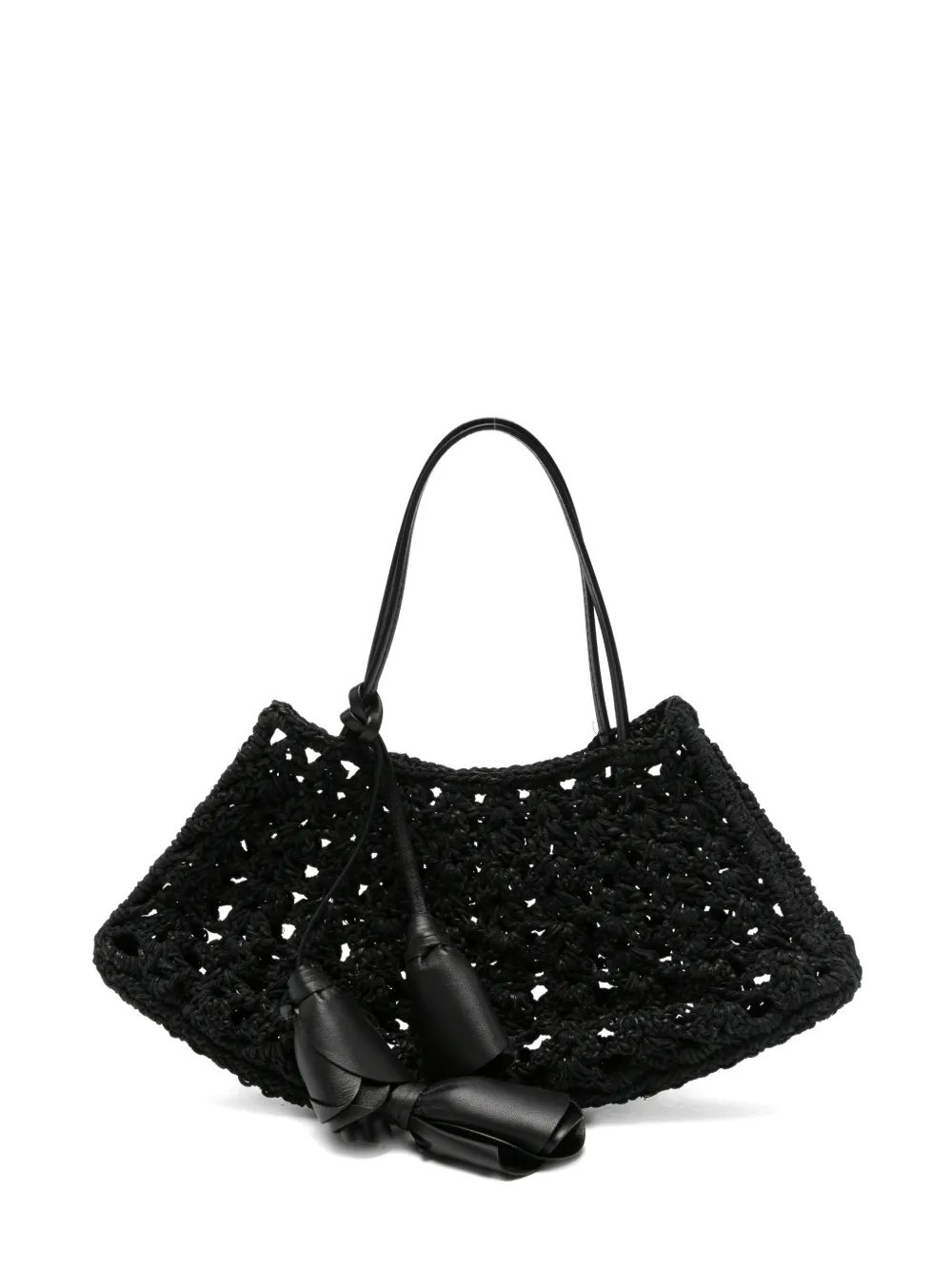 Magda Butrym crochet-knit flower-pendant tote bag - Nero