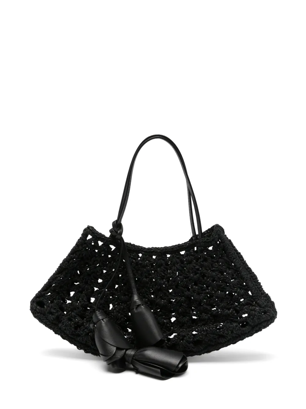 Magda Butrym crochet-knit flower-pendant tote bag - Nero
