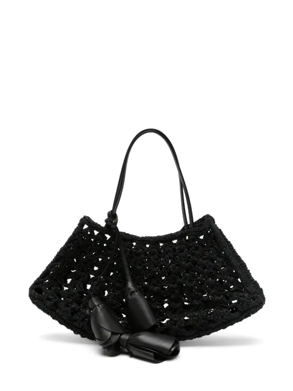 Magda Butrym Crochet-knit Flower-pendant Tote Bag in Black