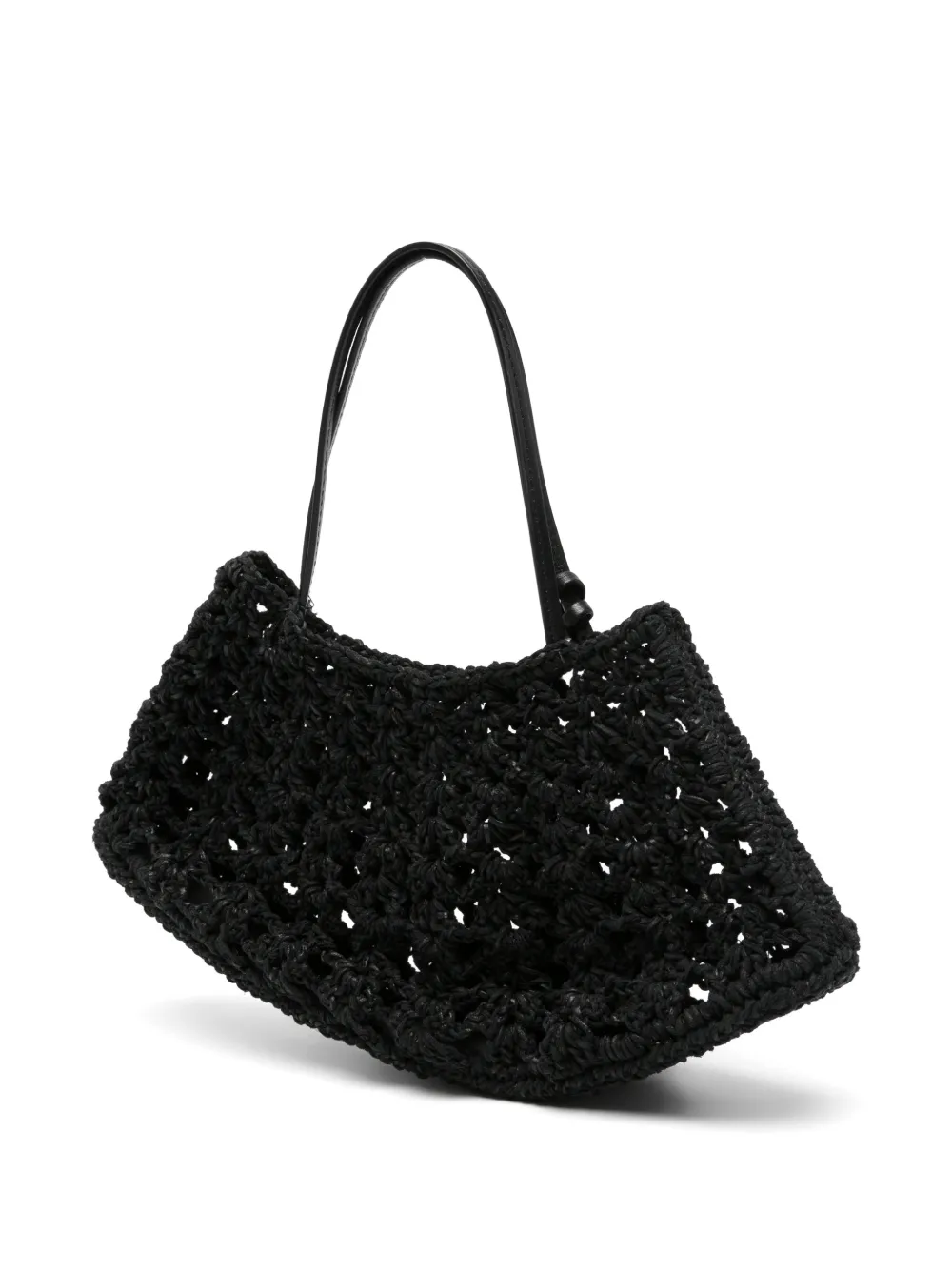 Magda Butrym Crochet-knit Flower-pendant Tote Bag in Black, view 3