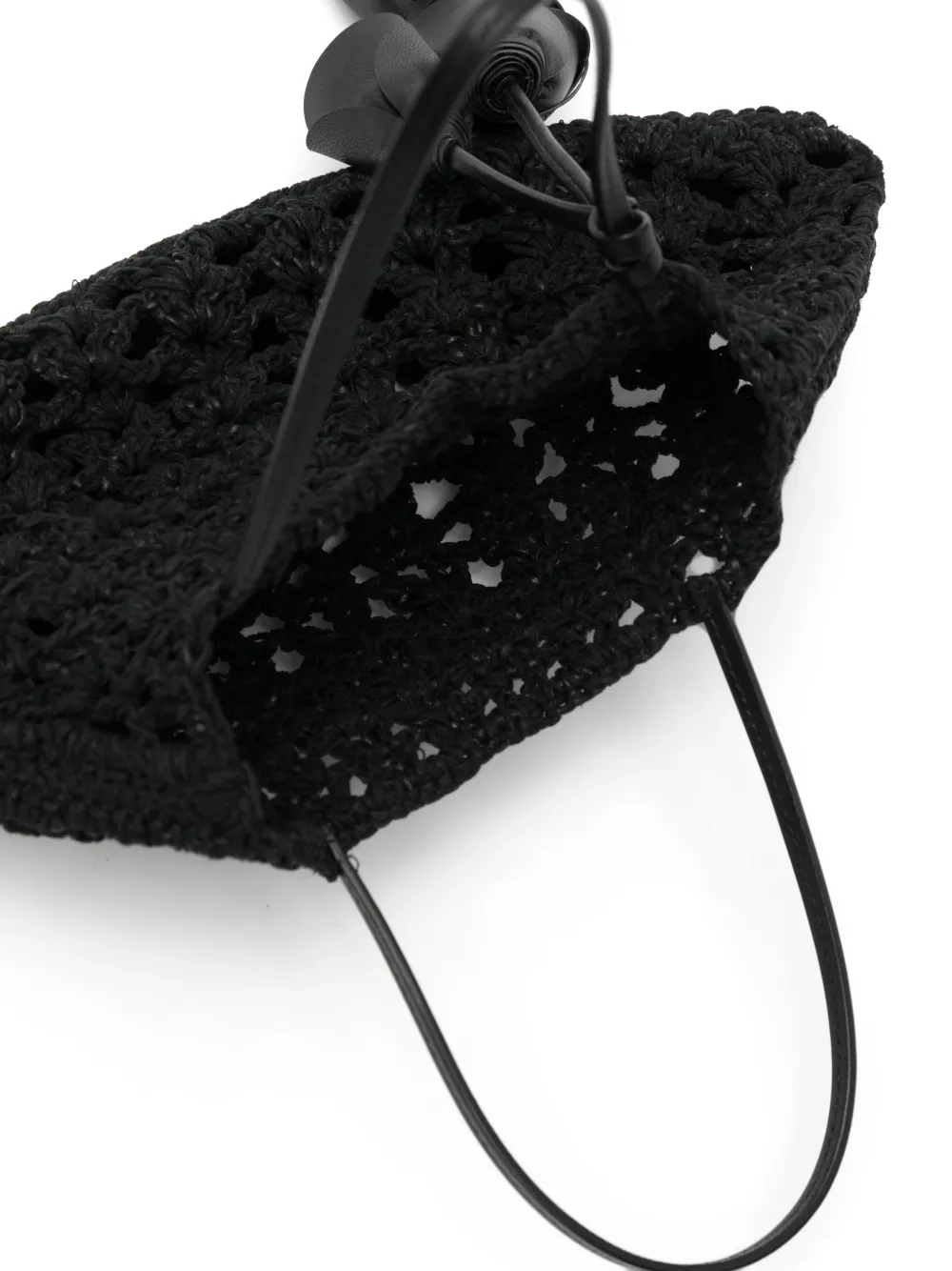Magda Butrym Crochet-knit Flower-pendant Tote Bag in Black, view 5