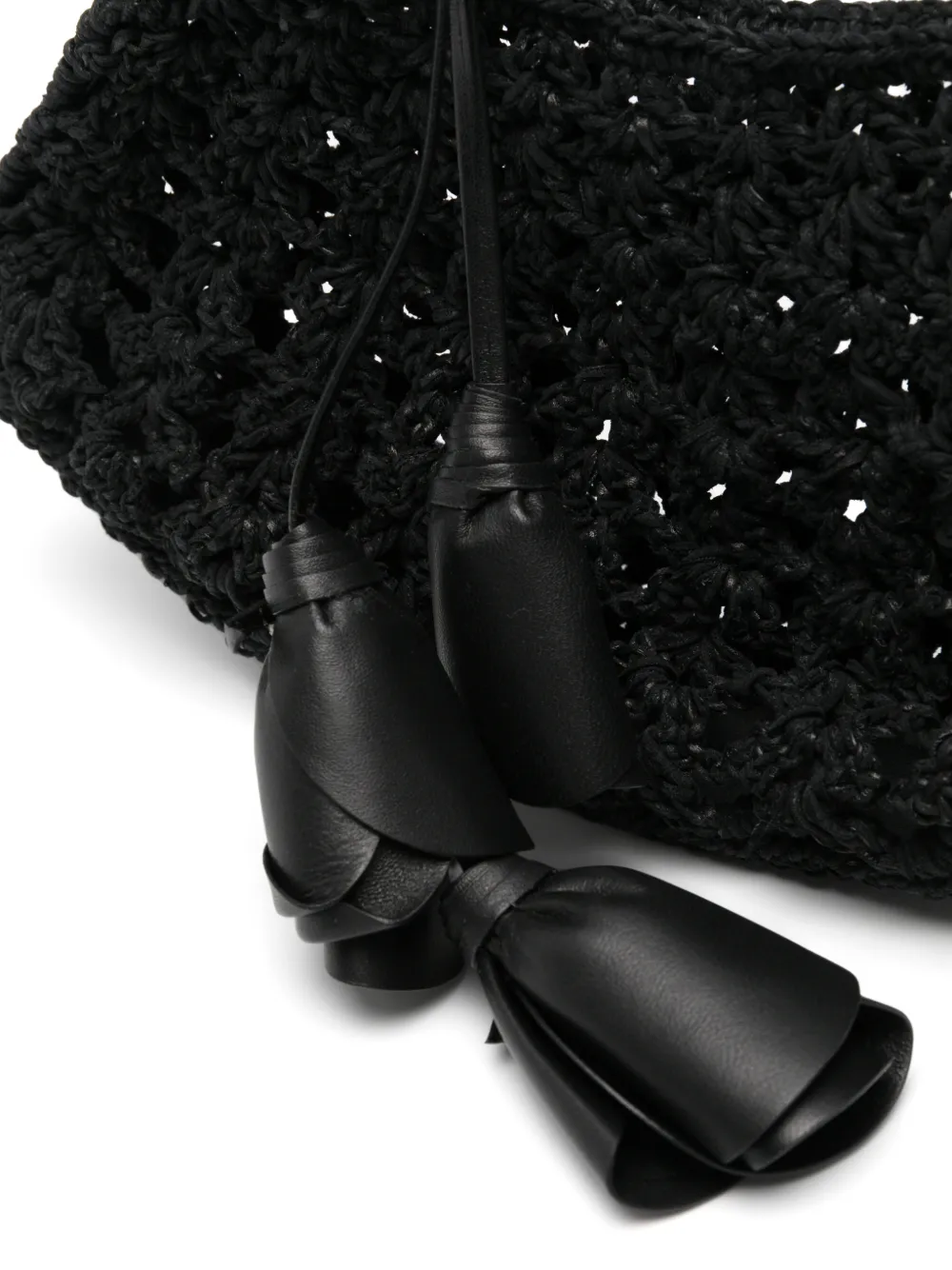 Magda Butrym Crochet-knit Flower-pendant Tote Bag in Black, view 4