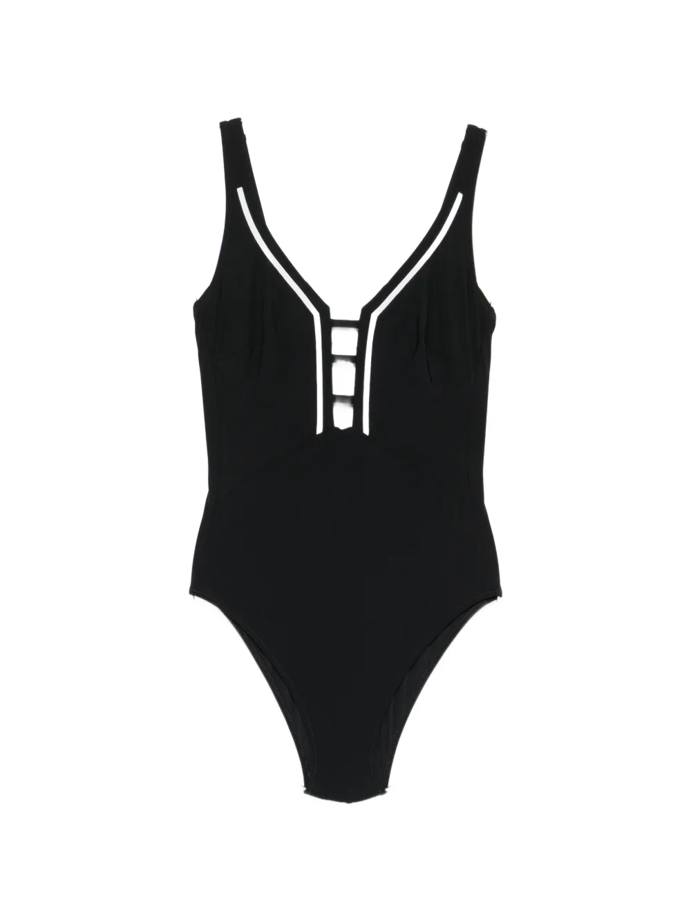 Maryan Mehlhorn contrast-trim ladder-detail swimsuit - Nero