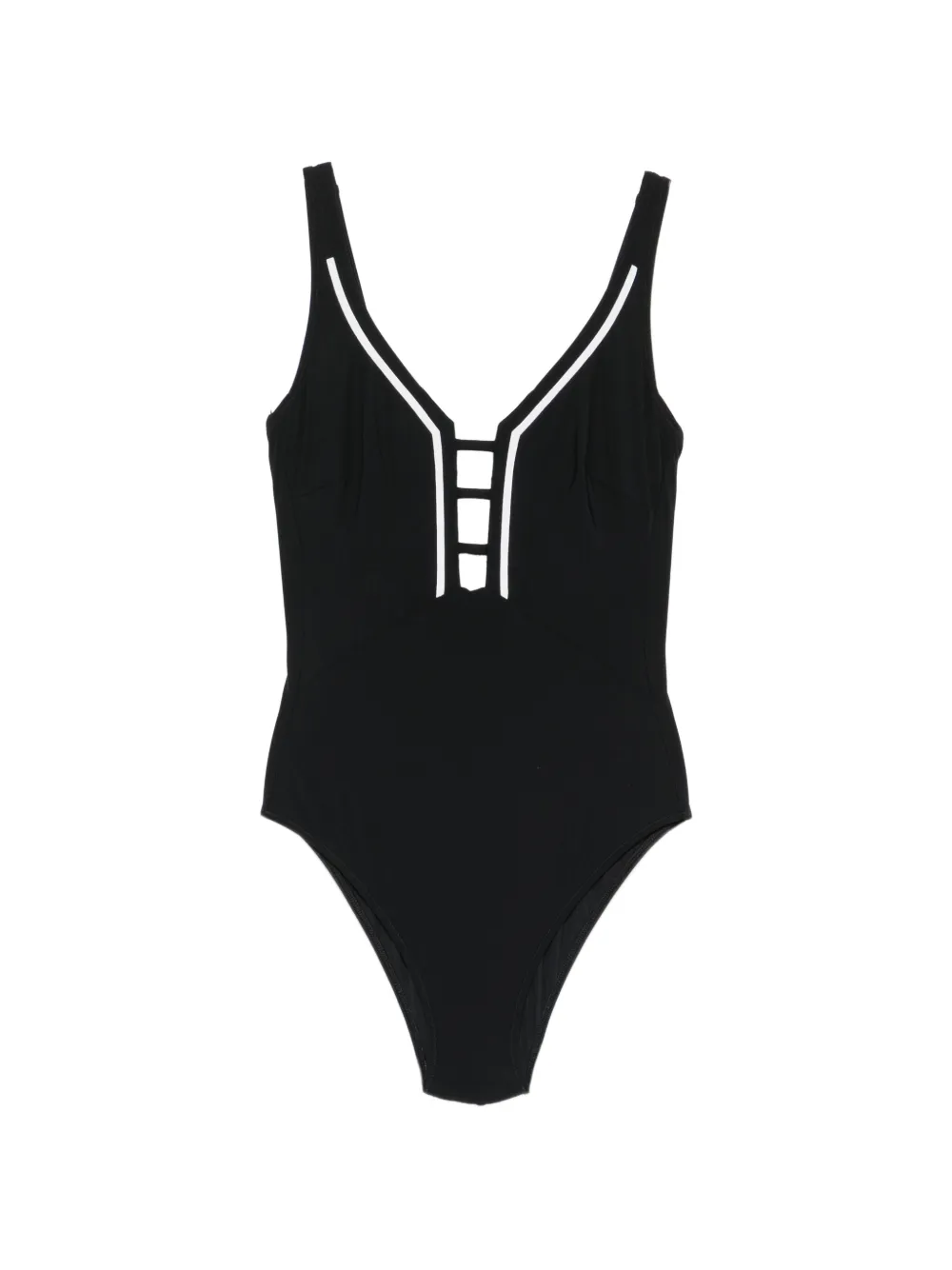 Maryan Mehlhorn contrast-trim ladder-detail swimsuit - Schwarz