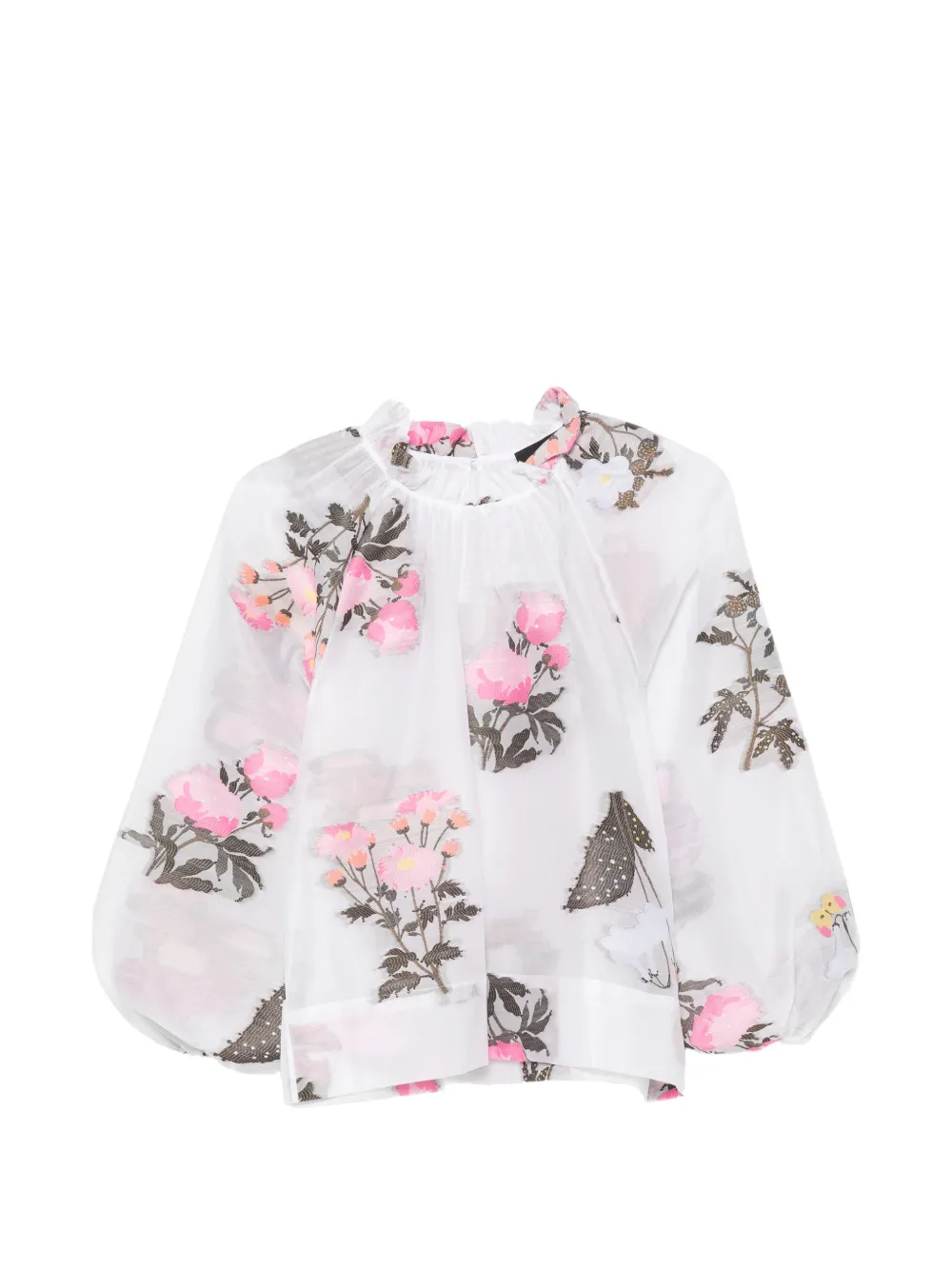 Cynthia Rowley floral-embroidered blouse - Bianco