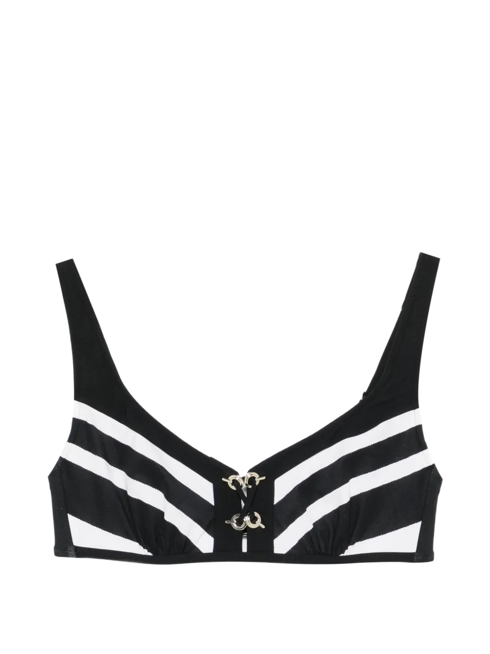 Maryan Mehlhorn striped lace-up bikini top - Schwarz