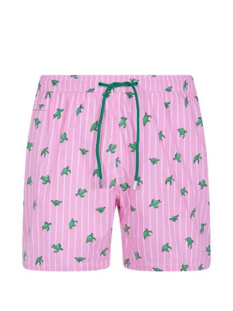 MC2 Saint Barth turtle-print striped swim shorts