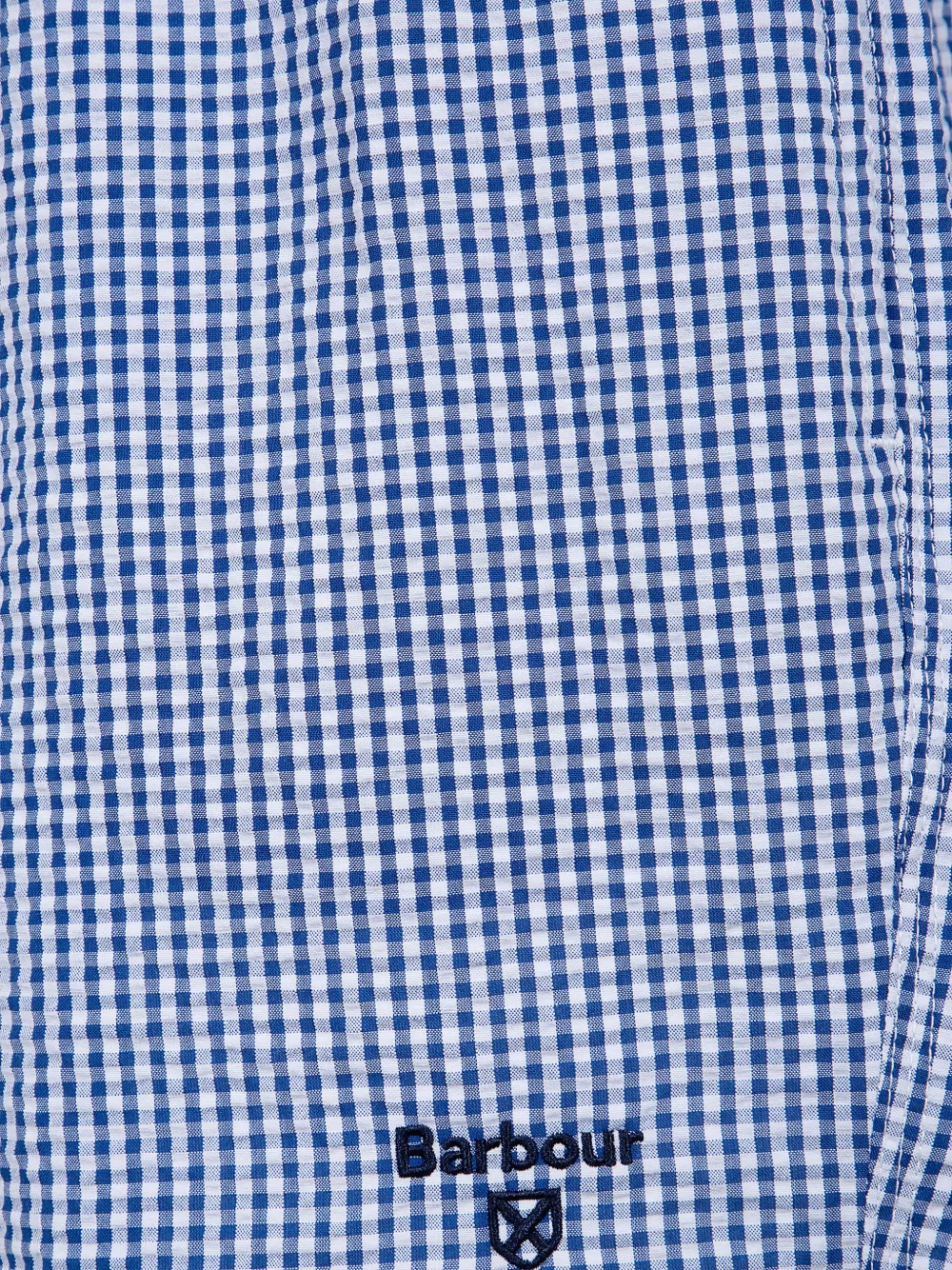 Barbour Seersucket zwembroek met gingham ruit Blauw