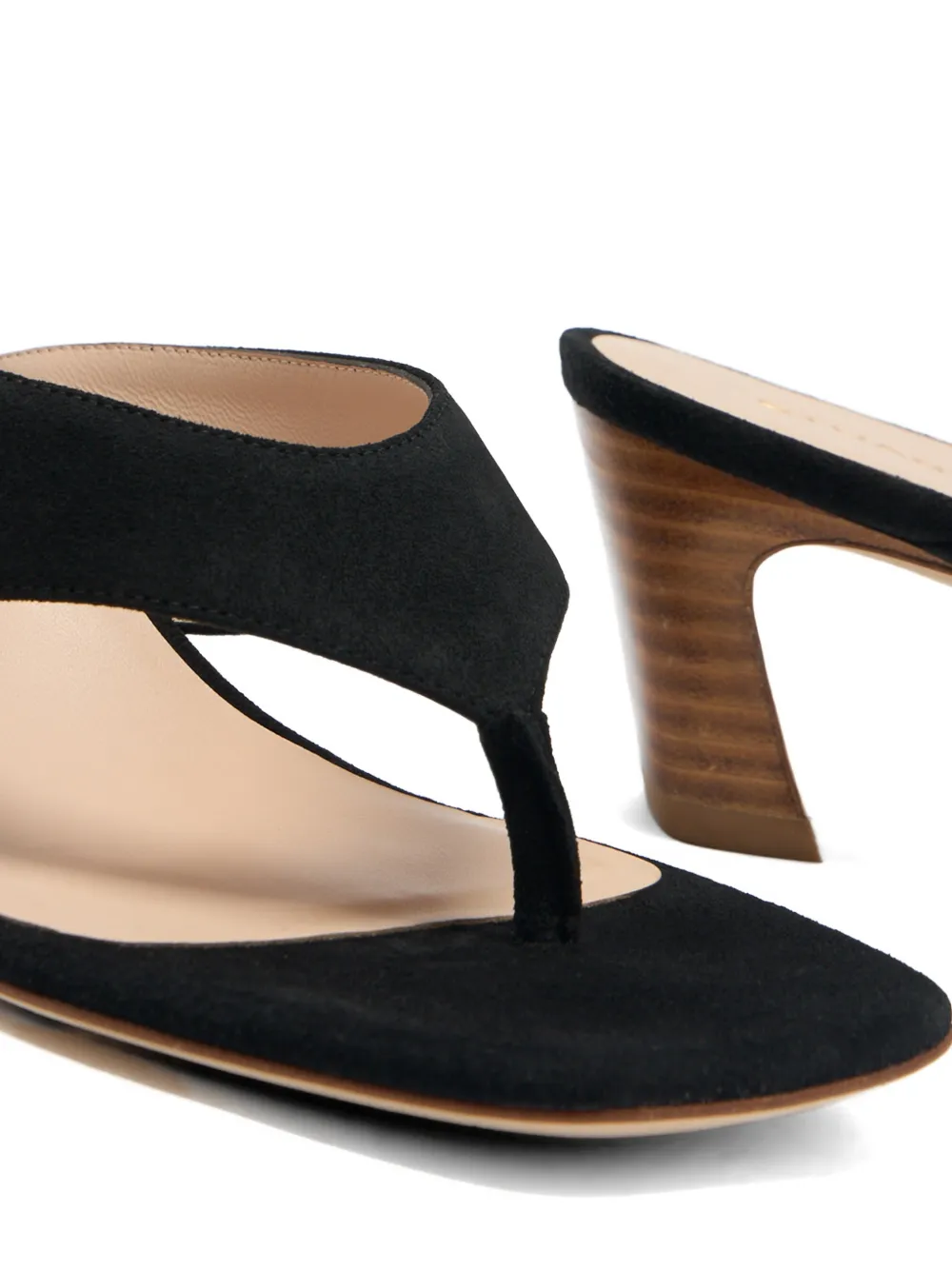 Stuart Weitzman Stassi suede thong sandals Zwart