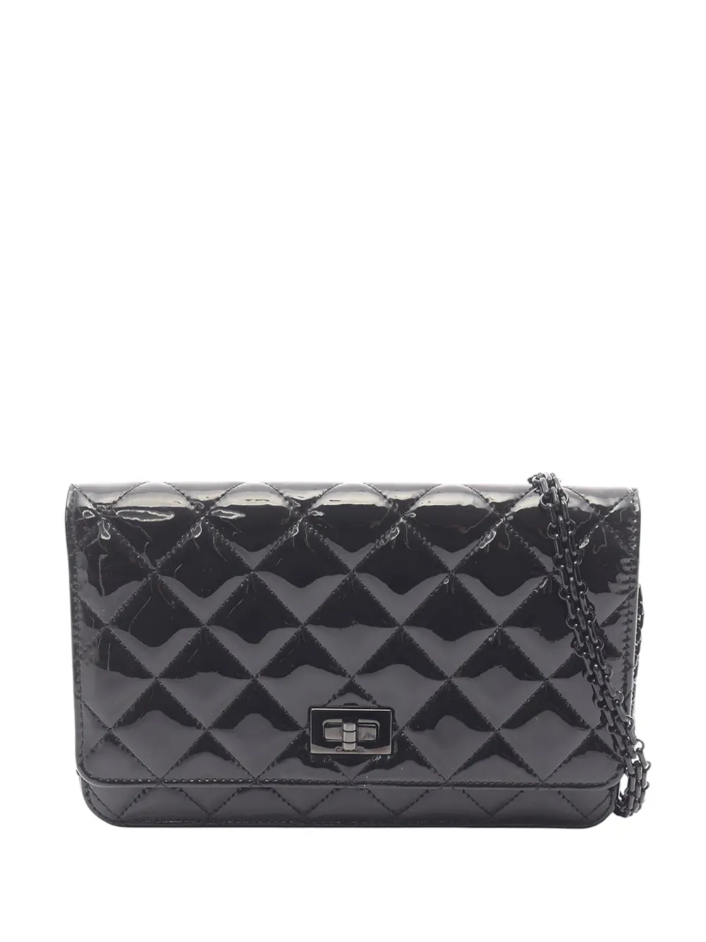 CHANEL Pre-Owned 2019 Quilted Patent Reissue 2.55 Wallet on Chain crossbody bag - Nero