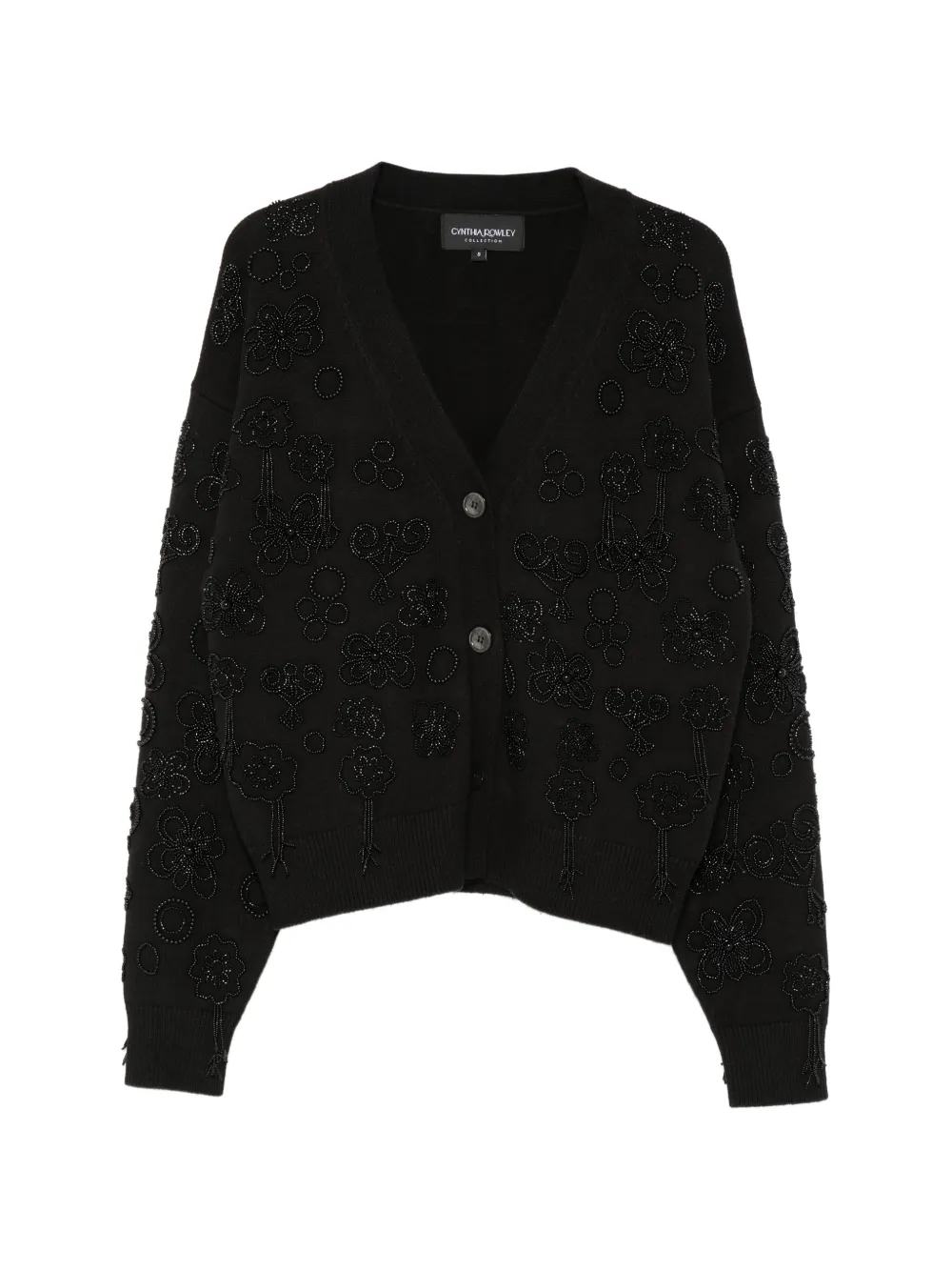 Cynthia Rowley Paloma bead-embellished floral cardigan - Schwarz