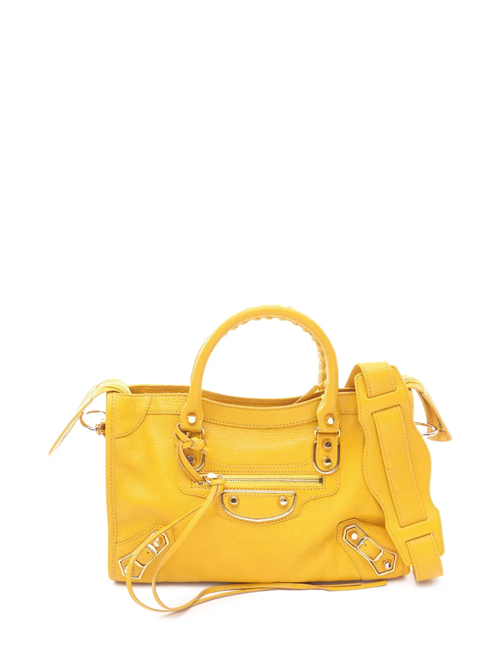 Balenciaga Pre-Owned 2010-2026 Small Chevre Motocross Classic Metallic Edge City satchel - Yellow