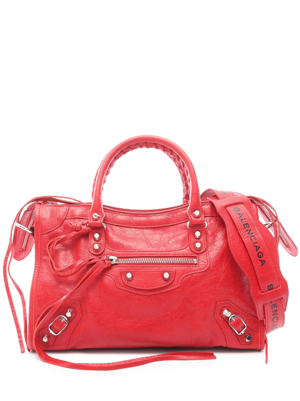 Balenciaga Pre-Owned 2010-2026 Small Lambskin Motocross Classic City satchel - Rosso