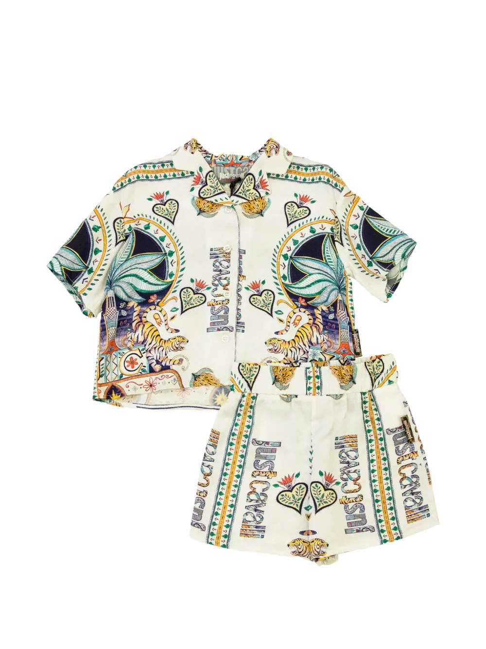 Just Cavalli Kids' Graphic-print Shirt And Shorts Set In Neutral