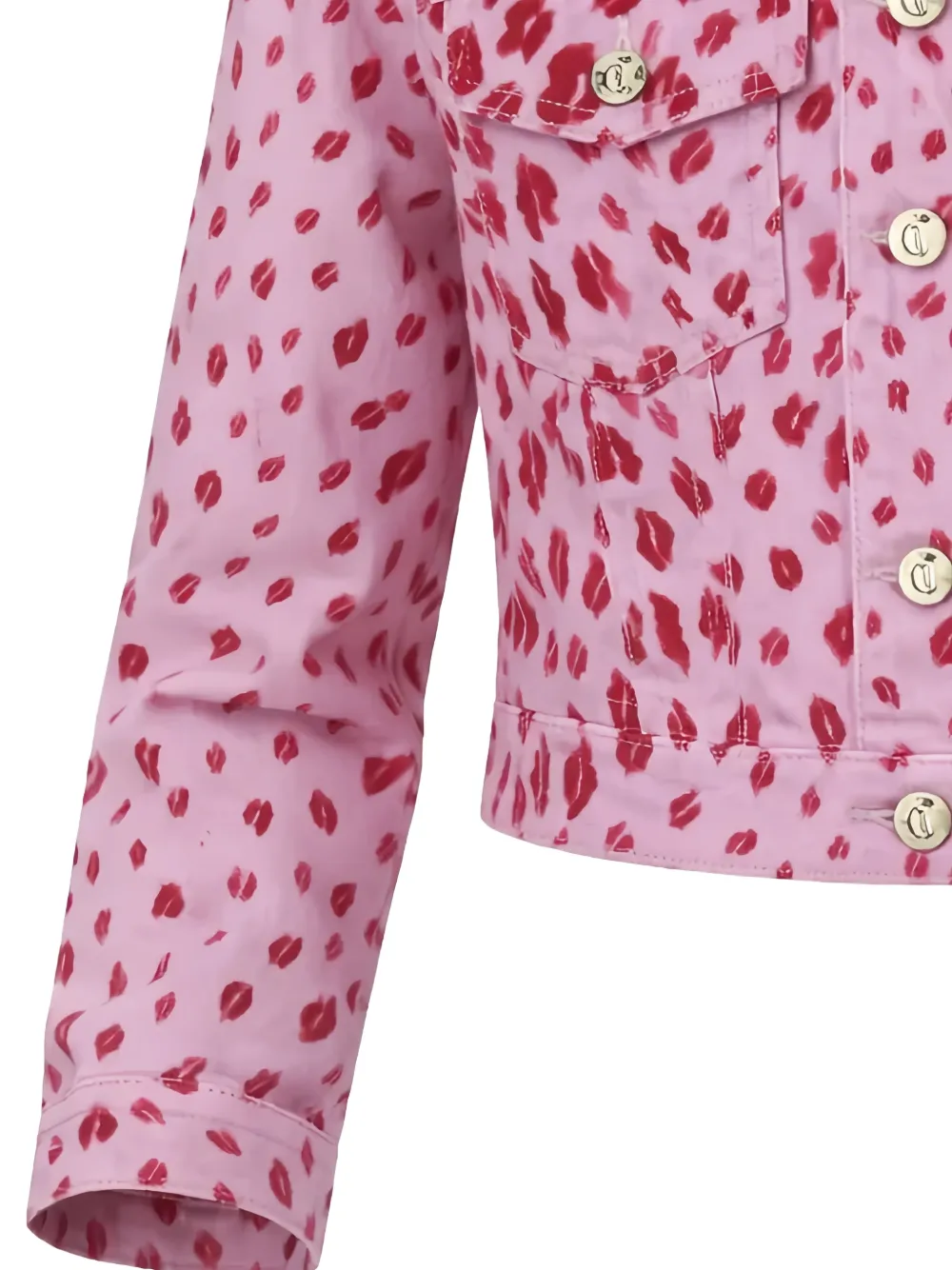 Just Cavalli Denim jack met kiss-print Roze
