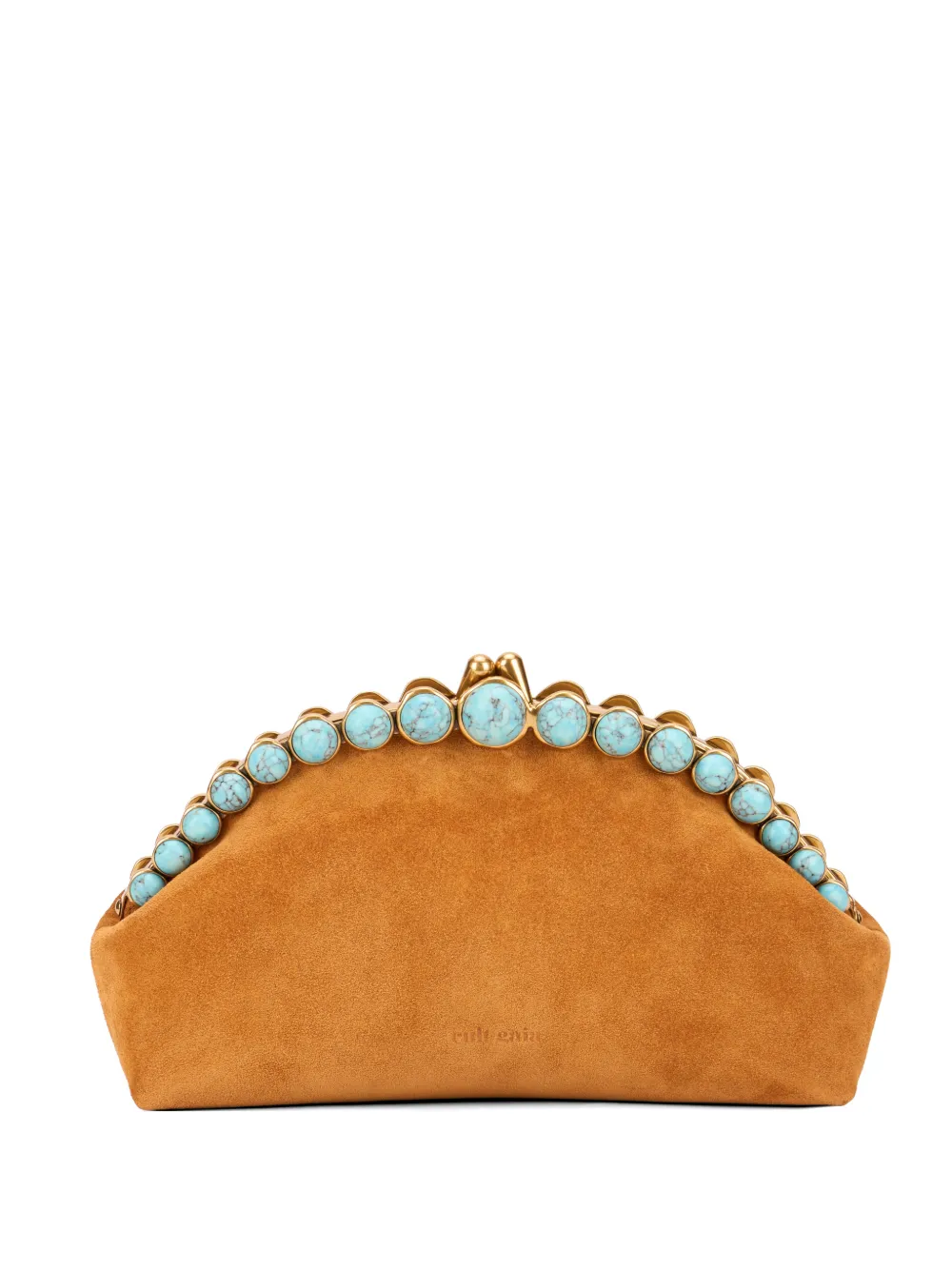 Cult Gaia stone-embellished suede clutch bag - Marrone