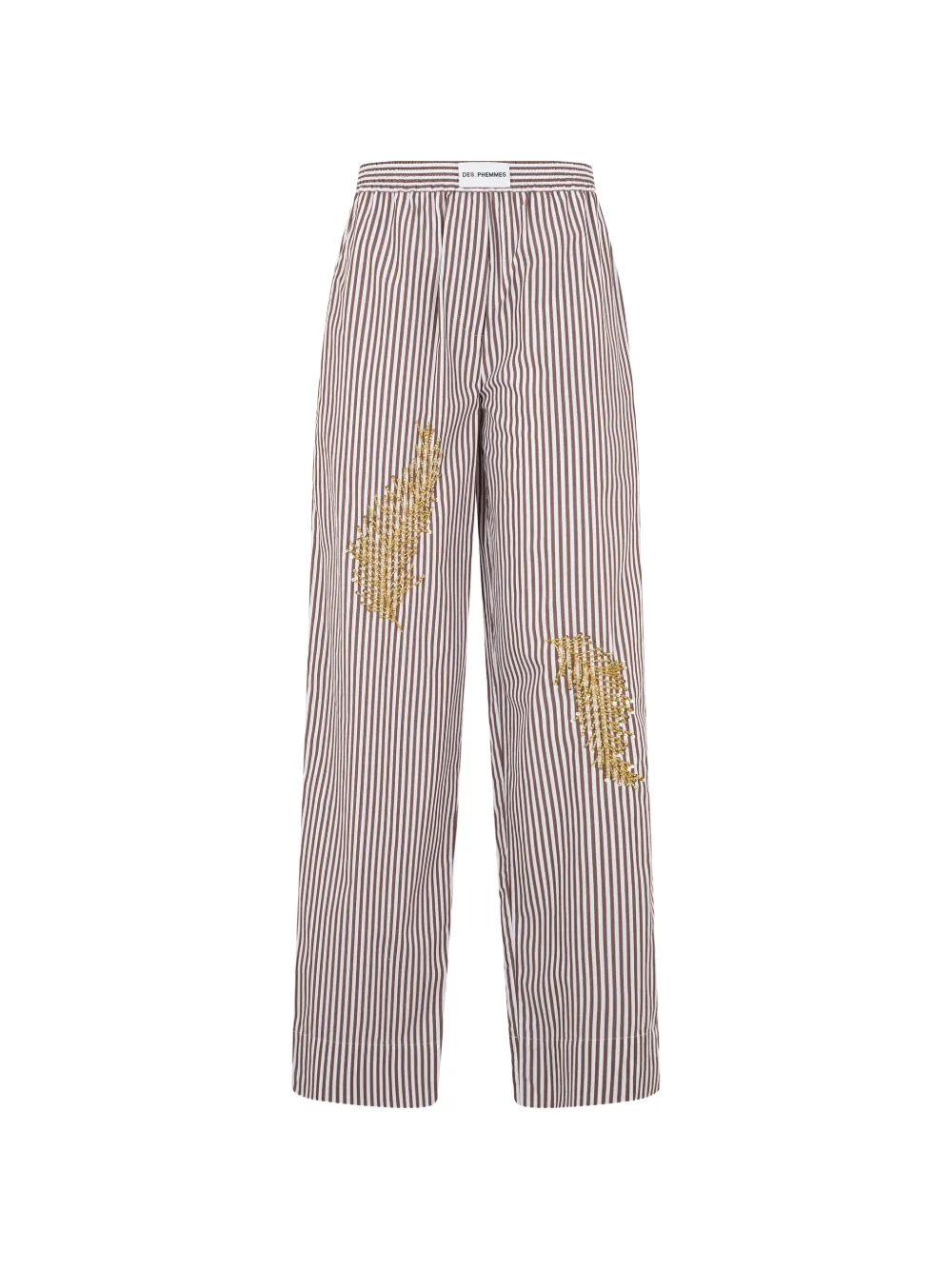 DES PHEMMES sequin-embellished striped trousers - Marrone